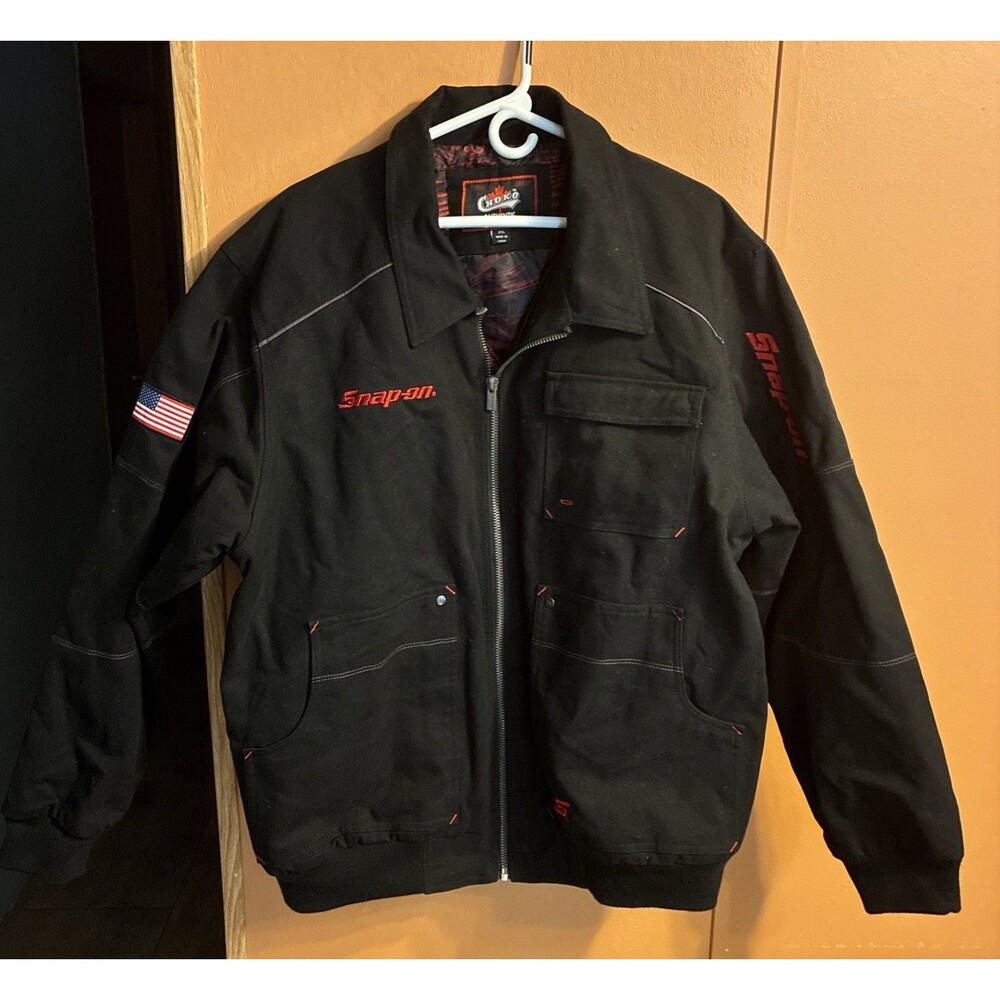 Snap-On Tools Jacket Mens XL Black Choko AOP Quilted Lining Canvas Bomber New